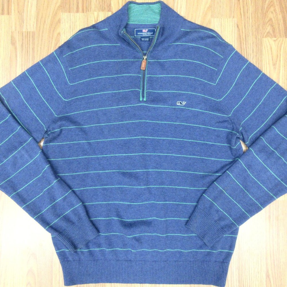 VINEYARD VINES REGULAR FIT 100% COTTON 1/4 ZIP SWEATER Sz MEDIUM, M